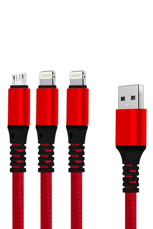 3 In 1 Cable With 1 Micro USB and 2 iphon Head Jacks 1V82IPH