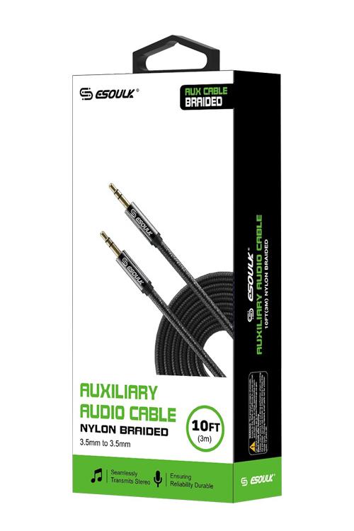 Esoulk 10FT Auxiliary Cable Black EC31AXBK