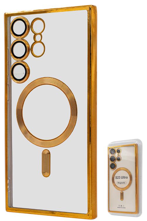 S23 Ultra TPU Case With Metallic Magnet Wholesale Gold